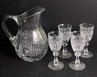107 vintagecutglassstarburstpatternedwa