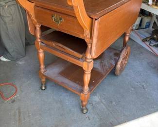 204 vintagerollingwoodenteacart