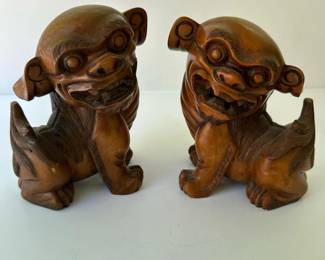 009 pairofcarvedwoodenfoodogguardianl