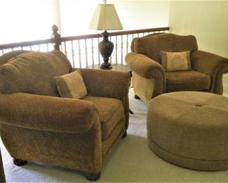 Pair Matching Benchcraft Chairs and Ottoman