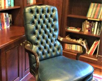 Navy Tufted Leather Executive Chair