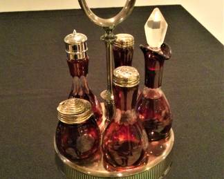 Ruby Glass Cruet Set