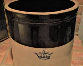 Vintage Salt Glaze Blue Crown Crock 