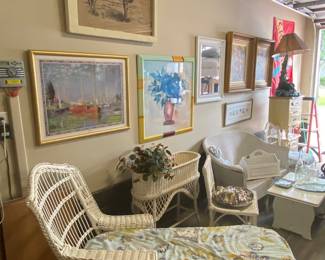 Antique wicker chaise