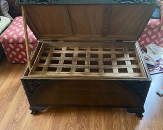 Orienral chest open showing tray