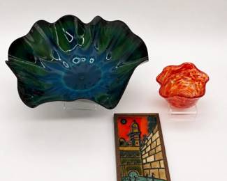 72 MuranoArtGlassBowlIsraelWallPlaqueLot