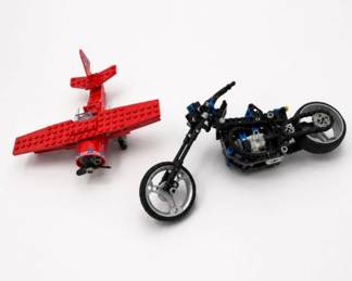 24 LEGOMotorcycleandRedBiplaneModelPair