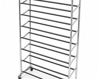 163 RollingChromeMetalShoeRackStorageOrganizer