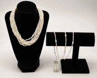 138 MultiStrandFreshwaterPearlNecklace14KClasp