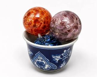 59 HandBlownArtGlassOrnamentBallTriowBowl
