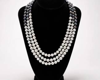 92 925SterlingTripleStrandPearlNecklaceChoker