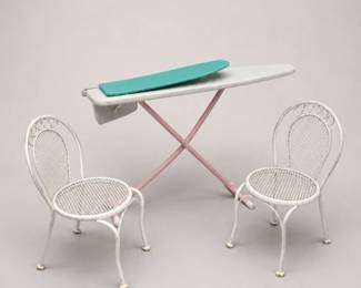 190 VintageIroningBoardWroughtIronChairSet