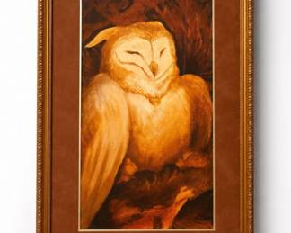 155 FramedBarnOwlArtPrintMuseumGlassWallDecor