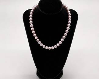 173 LavenderFreshwaterPearlNecklaceSterlingClasp