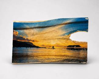 106 SignedHamleySunsetDriftwoodCoastalWallArt