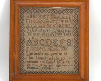 Antique framed needlepoint sampler