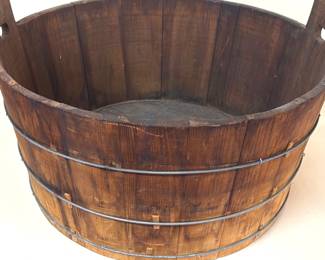 Large oversize wood laundry barrel