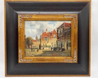 Oil on canvas Dutch town square