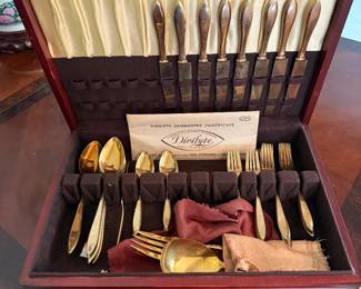 #37 Dirigold Dirilyte flatware set service for 8 with 11 serving pieces $50.00