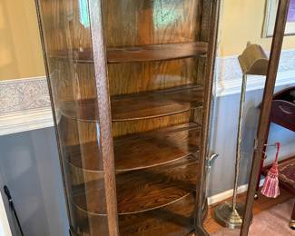 #43 Antique Tiger Oak Display Cabinet with claw feet $225.00