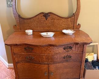 #21 Antique Oak Wash Stand 40x20 SOLD