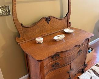 #21 Antique Oak Wash Stand 40x20 SOLD