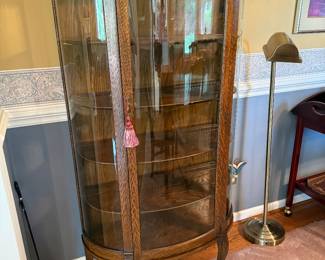 #43 Antique Tiger Oak Display Cabinet with claw feet $225.00