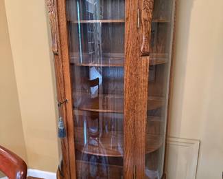 #3 Antique Oak Curio Cabinet 30x12x58 $150.00
