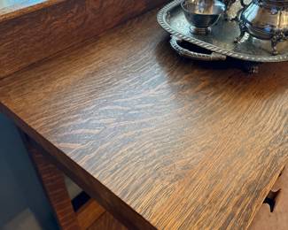 #7 Antique Tiger Oak Library Table 42x21x42 SOLD