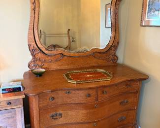 #22 Antique Oak Dresser with mirror 50x22x32 $175.00