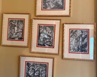 #2 Giovanni Battista Piranesi, (1720-1778) an Italian artist, architect, and printmaker. "Vedute di Roma" (views of Rome) Set of 5 prints $250
