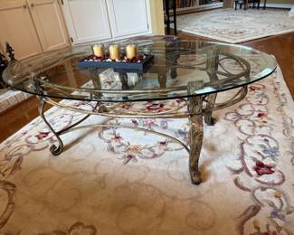 #41 Glass top coffee table 45x30x17 $60.00