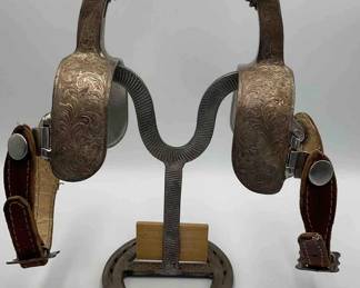 30 Vintage sterling silver western spurs with spur straps