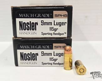 1232 2 Boxes of Nosler 9mm Luger 115gr Ammunition