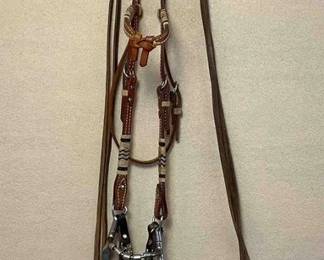 96 Leather and rawhide bridle with Myler bit