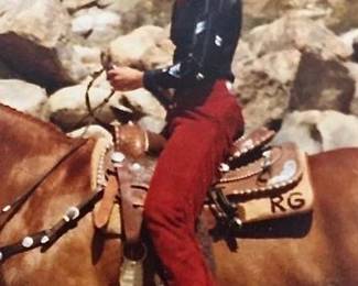 38 Western style red suede leather chaps with carry bag