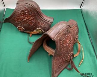 36 Vintage Western tooled leather tapaderos