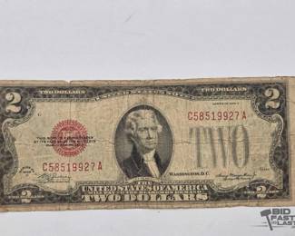 1508 1928 Red Seal $2 Bill
