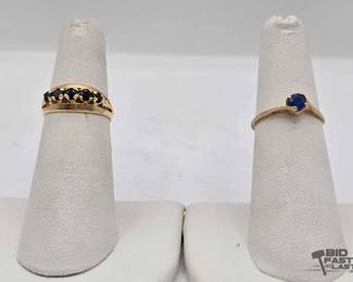 808 10kt Gold Rings with Sapphire and SemiPrecious 2.8g