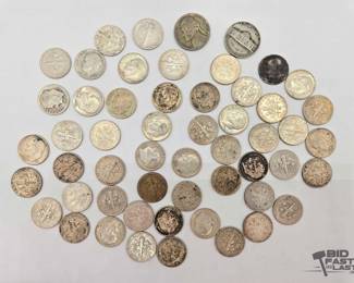 1404 90 Silver Dimes and 2 Nickels 129.5g