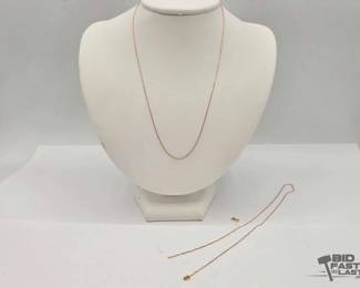 718 2 14kt Gold Chain Necklaces 1.5g