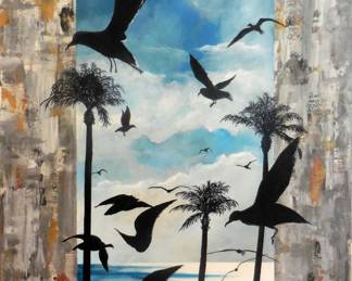 feeding frenzy, acrylic, 38" x 48"