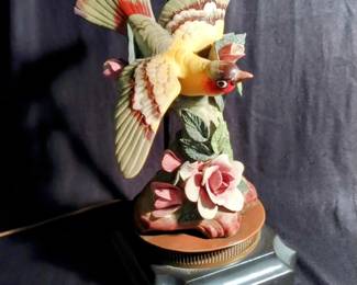 Porcelain and brass base, lamp