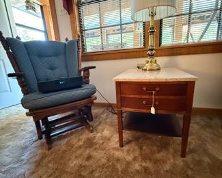 2  marble top side tables