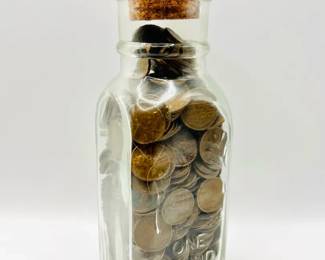 Jar of Old Pennies & Wheat Cents — 3 1/2 Pounds