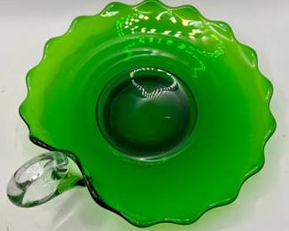 Emerald Green Glass Candy Dish — Vintage