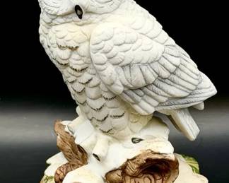 Lefton Hand-Painted Vintage Porcelain White Snow Owl from the Nest Egg Collection