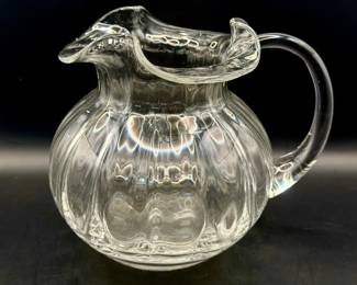 Signed Clear Glass Pitcher
