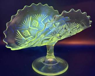 Glass Half Moon Vintage Compote Bowl