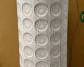 16” Ceramic White Vase with Floral Motif